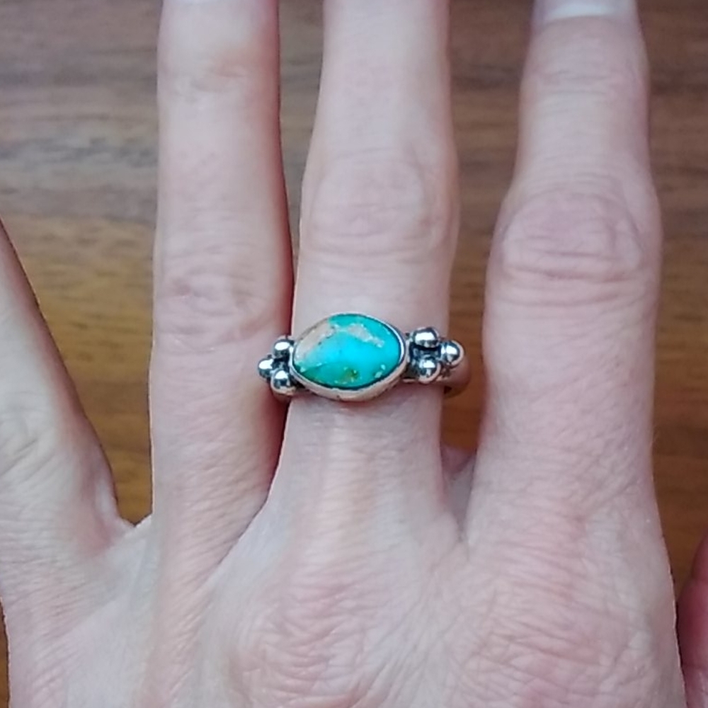 Turquoise and sterling silver ring.